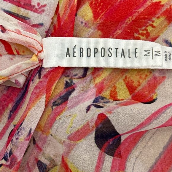 Aeropostale Sexy Sheer Lightweight Sleeveless Racer Tie Back Blouse Size Medium - Picture 5 of 12